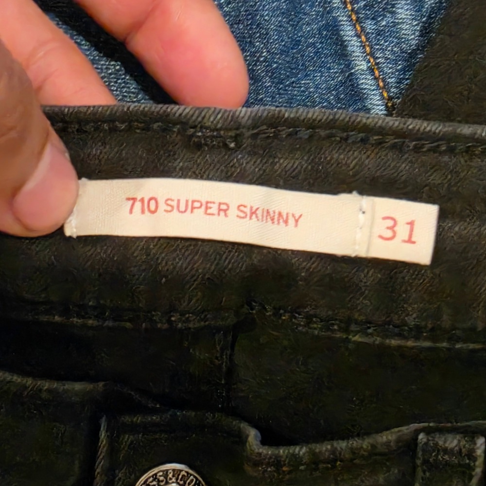 Levis 710 Super Skinny Jeans Womens 31x28 Faded Black Mid Rise 17778-0034 - Picture 4 of 7